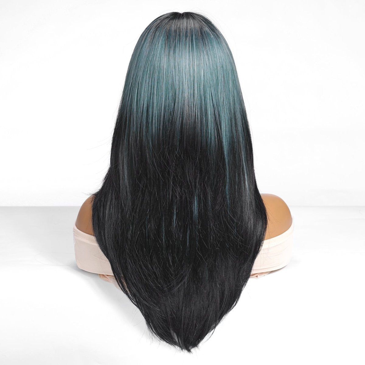 Teal Highlight Layered with Curtain Bangs Wig  - MARKETPLACE | Green, Fringe, Synthetic Hair | Milk &amp; Honey Wigs