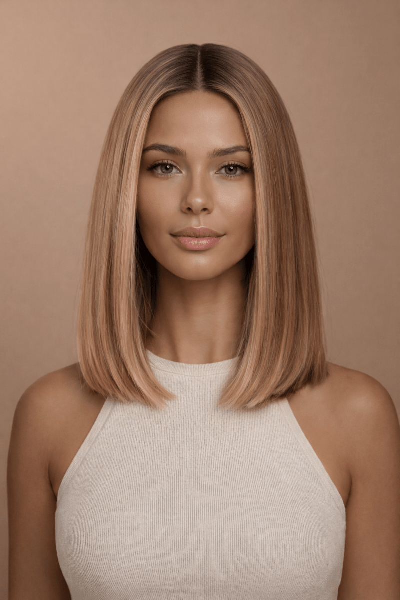 TIFFANY - Caramel - Lace Front Wig | Blonde, 14 Inch, T-Part Lace Front, Synthetic Hair | Milk &amp; Honey Wigs