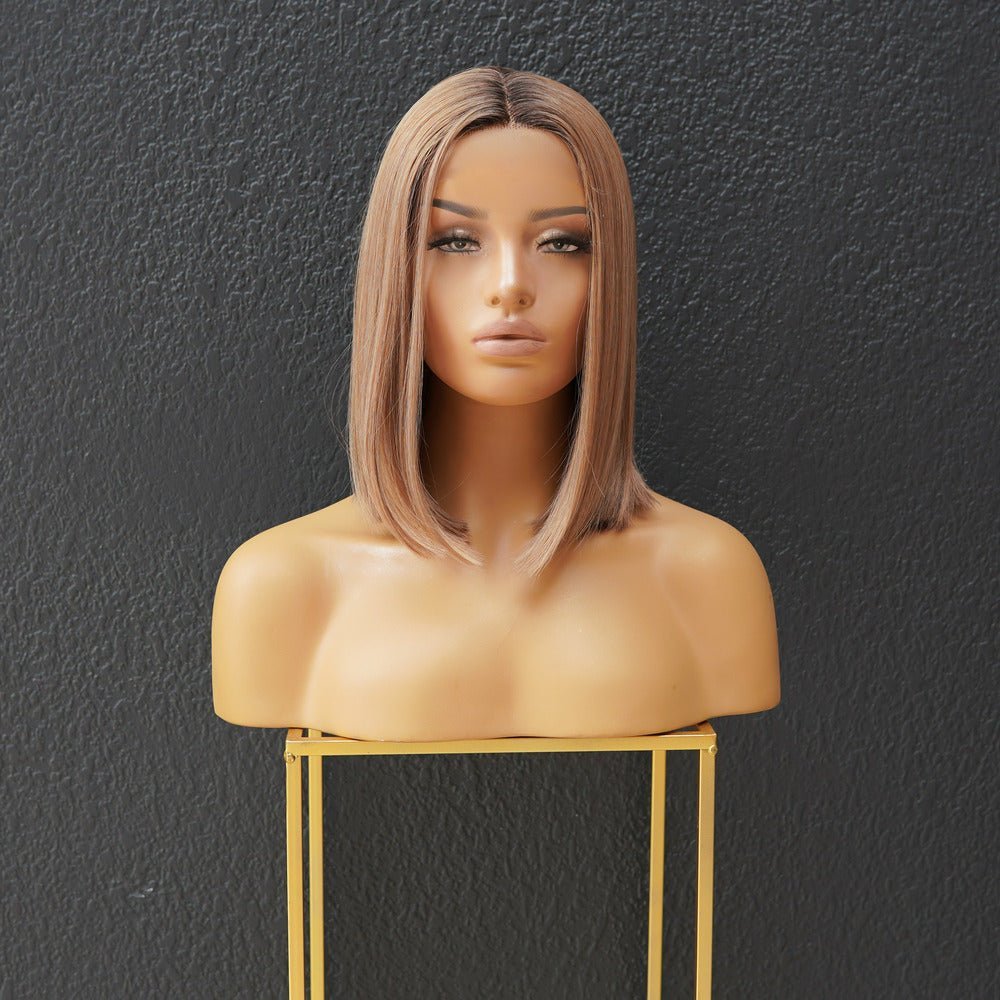 TIFFANY - Caramel - Lace Front Wig | Blonde, 14 Inch, T-Part Lace Front, Synthetic Hair | Milk &amp; Honey Wigs