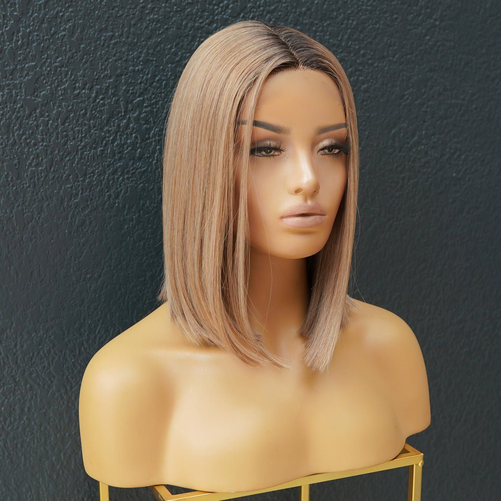 TIFFANY - Caramel - Lace Front Wig | Blonde, 14 Inch, T-Part Lace Front, Synthetic Hair | Milk &amp; Honey Wigs