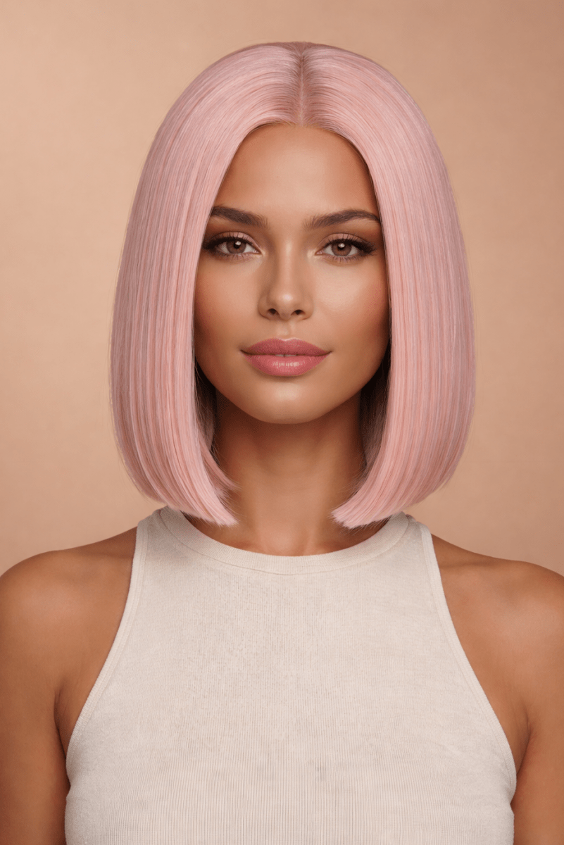 TILLY - Pink - Lace Front Wig | Pink, 12 Inch &amp; Shorter, T-Part Lace Front, Synthetic Hair | Milk &amp; Honey Wigs