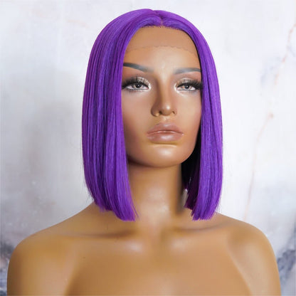 TILLY purple synthetic straight lace front bob wig | Milk &amp; Honey Wigs