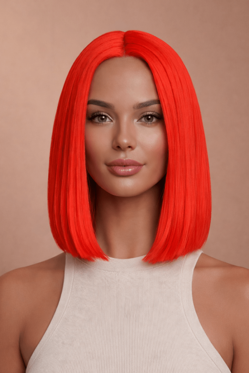 TILLY - Red - Lace Front Wig | Red, 12 Inch &amp; Shorter, T-Part Lace Front, Synthetic Hair | Milk &amp; Honey Wigs