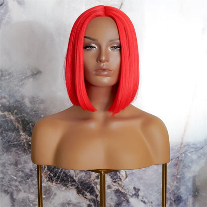 TILLY red synthetic straight bob lace front wig | Milk &amp; Honey Wigs
