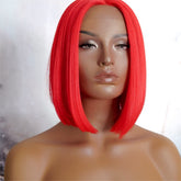TILLY - Red - Lace Front Wig | Red, 12 Inch & Shorter, T-Part Lace Front, Synthetic Hair | Milk & Honey Wigs