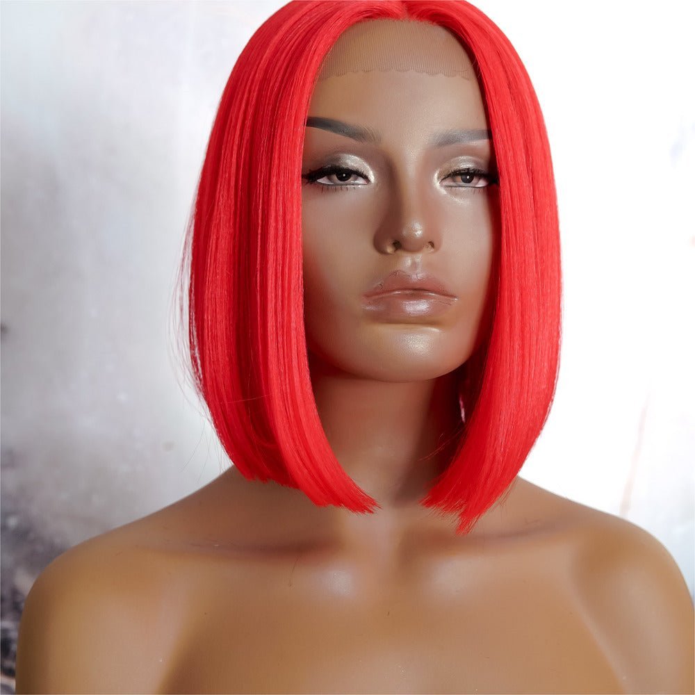 TILLY - Red - Lace Front Wig | Red, 12 Inch &amp; Shorter, T-Part Lace Front, Synthetic Hair | Milk &amp; Honey Wigs