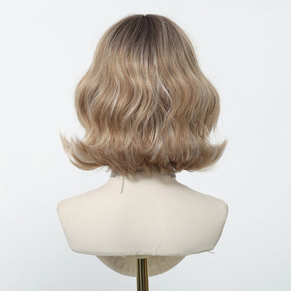 Tousled Honey Blonde Bob Wispy Fringe Wig honey blonde synthetic bob fringe wig | Milk &amp; Honey Wigs