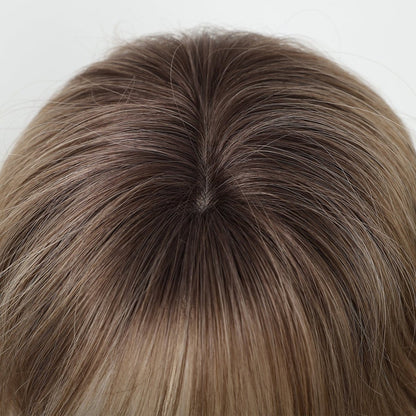 Tousled Honey Blonde Bob Wispy Fringe Wig honey blonde synthetic bob fringe wig | Milk &amp; Honey Wigs