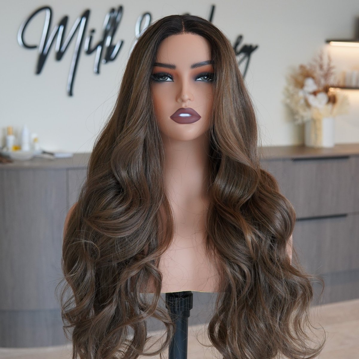 TYLER - Ombre Dark Brown - Lace Front Wig | Brown, 26 Inch, T-Part Lace Front, Synthetic Hair | Milk &amp; Honey Wigs