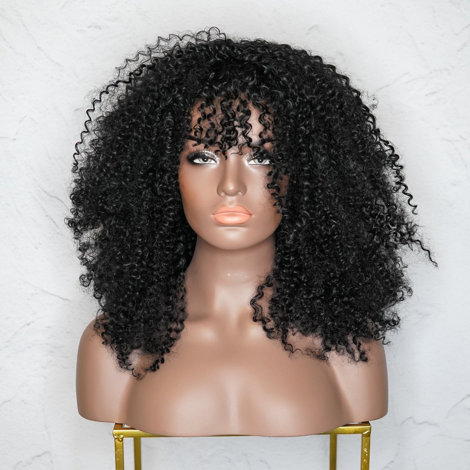 TYRA - Black - Afro Curl Wig | Black, 18 Inch, Fringe, Synthetic Hair | Milk &amp; Honey Wigs