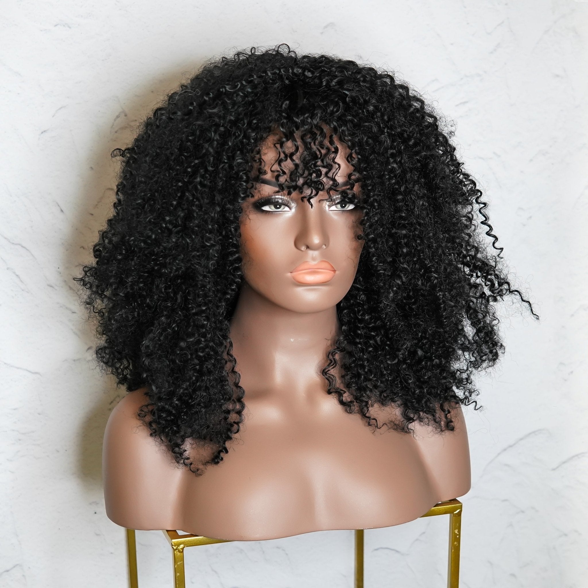 TYRA - Black - Afro Curl Wig | Black, 18 Inch, Fringe, Synthetic Hair | Milk &amp; Honey Wigs