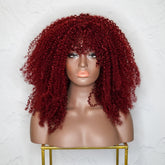 TYRA - Burgundy - Afro Curl Wig | Red, 18 Inch, Fringe, Synthetic Hair | Milk & Honey Wigs