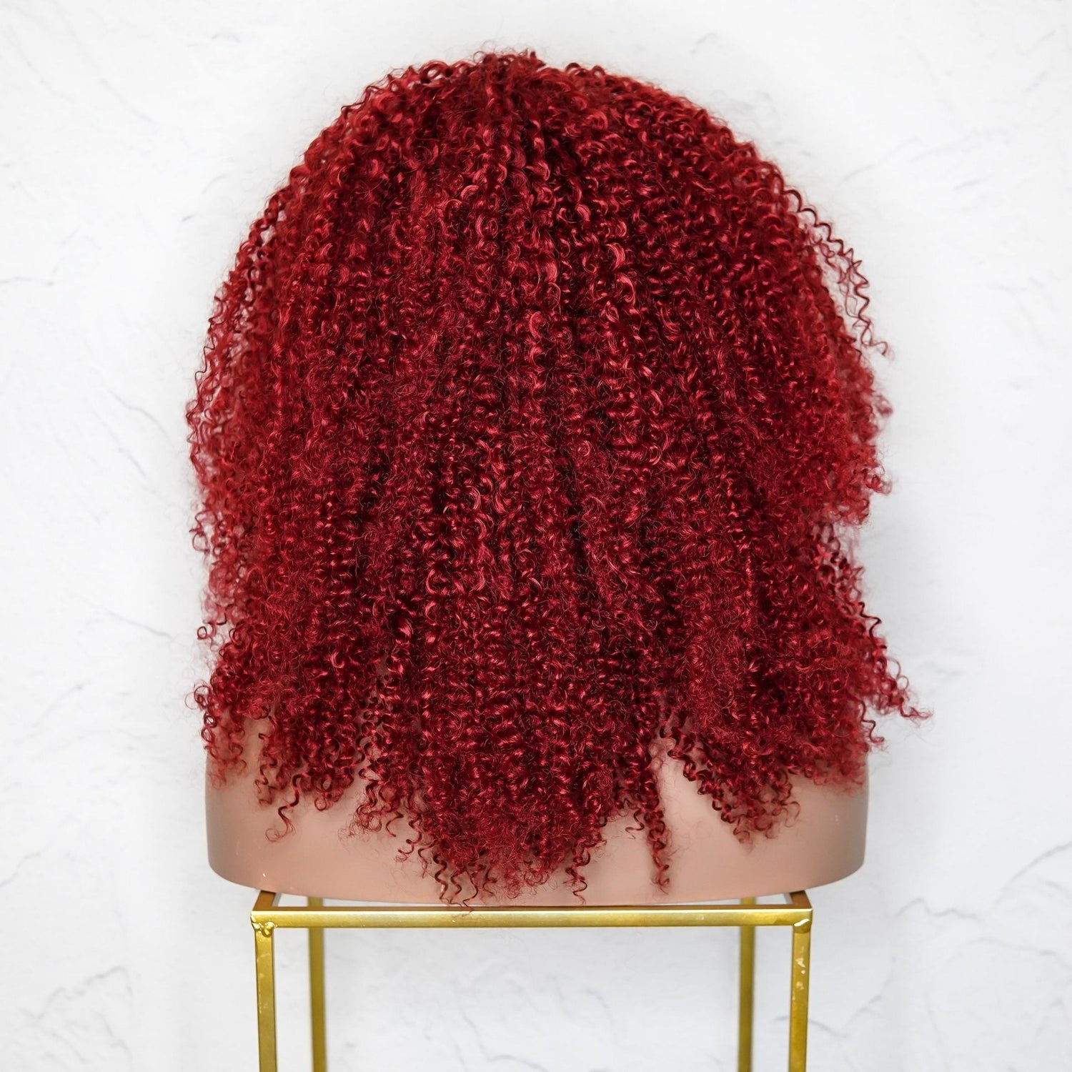 TYRA - Burgundy - Afro Curl Wig | Red, 18 Inch, Fringe, Synthetic Hair | Milk &amp; Honey Wigs