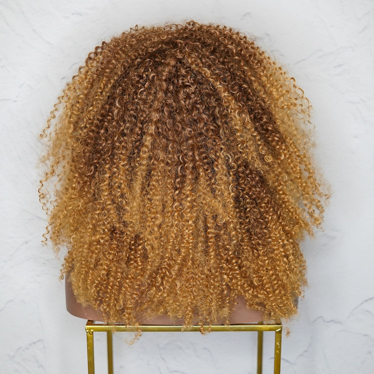 TYRA - Caramel - Afro Curl Wig | Brown, 18 Inch, Fringe, Synthetic Hair | Milk &amp; Honey Wigs