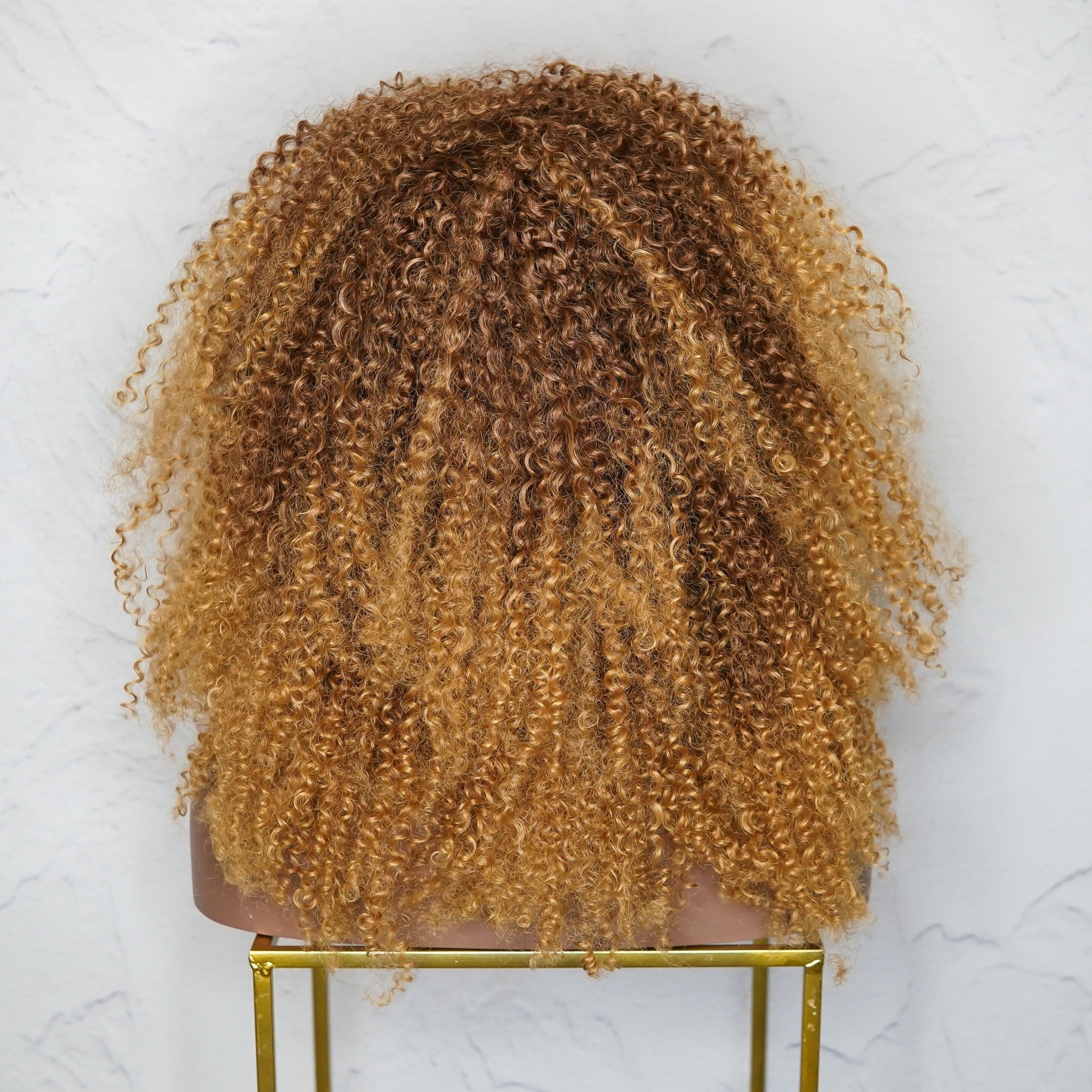 TYRA - Caramel - Afro Curl Wig | Brown, 18 Inch, Fringe, Synthetic Hair | Milk &amp; Honey Wigs