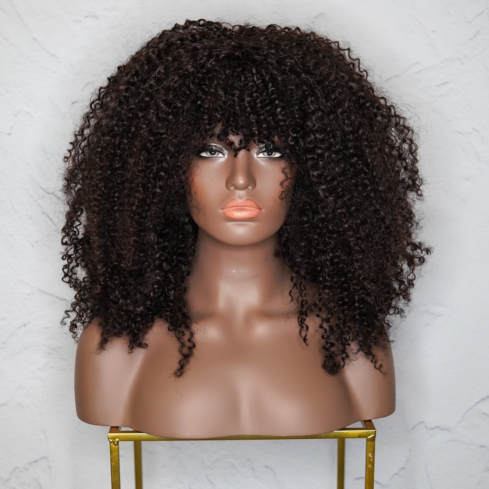 TYRA - Dark Brown - Afro Curl Wig | Brown, 18 Inch, Fringe, Synthetic Hair | Milk &amp; Honey Wigs