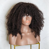 TYRA - Dark Brown - Afro Curl Wig | Brown, 18 Inch, Fringe, Synthetic Hair | Milk & Honey Wigs