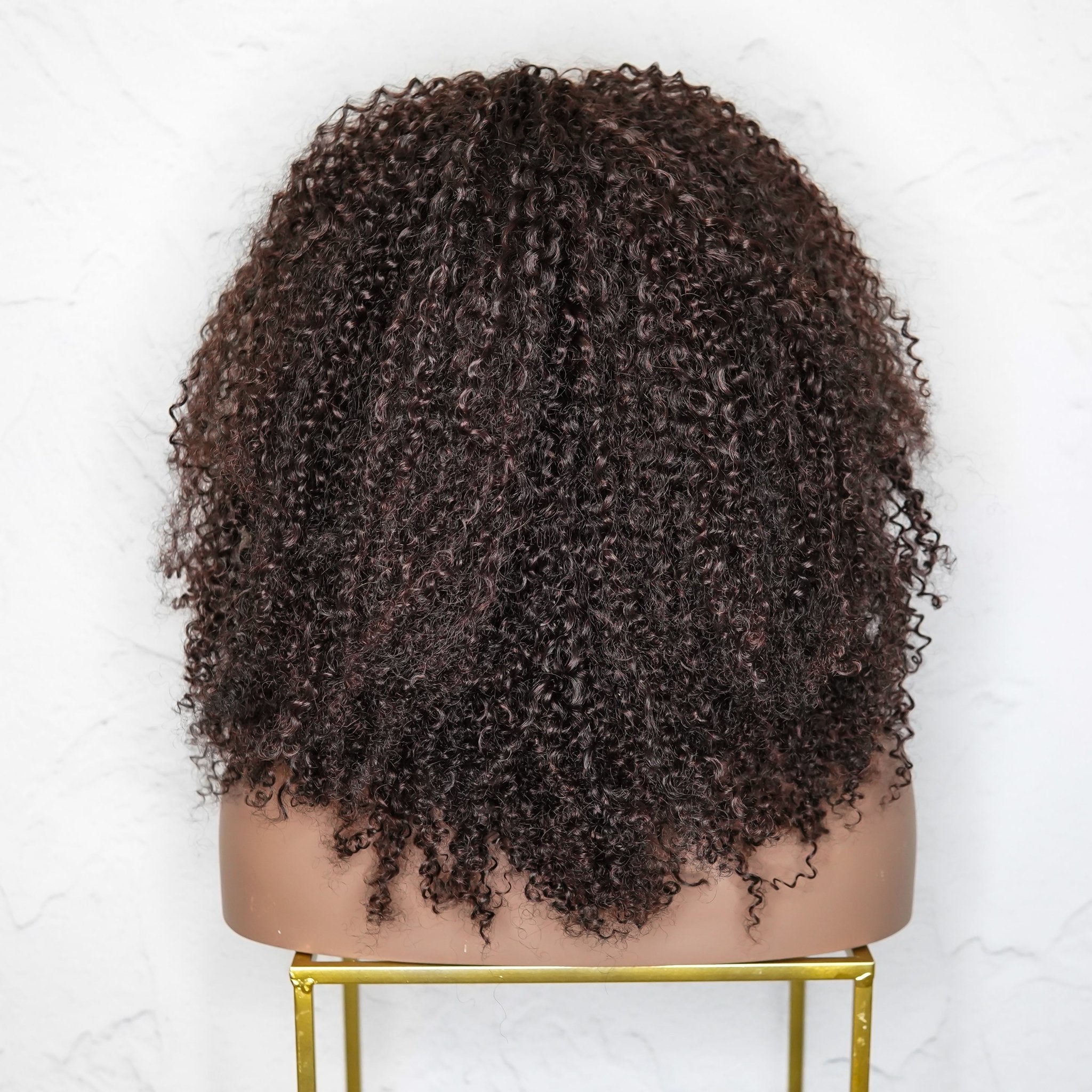 TYRA - Dark Brown - Afro Curl Wig | Brown, 18 Inch, Fringe, Synthetic Hair | Milk &amp; Honey Wigs