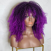 TYRA - Purple - Afro Curl Wig | Purple, 18 Inch, Fringe, Synthetic Hair | Milk & Honey Wigs