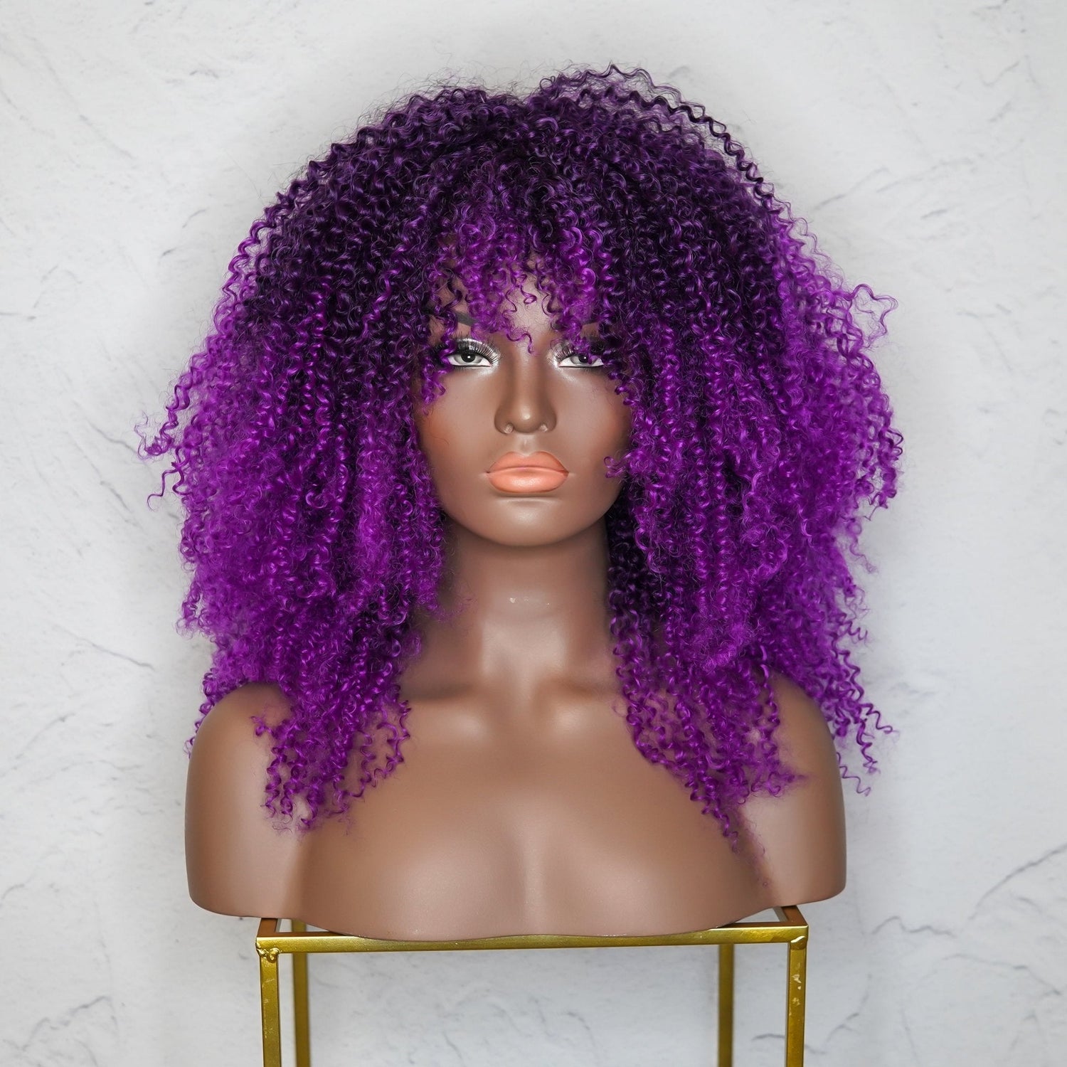 TYRA - Purple - Afro Curl Wig | Purple, 18 Inch, Fringe, Synthetic Hair | Milk &amp; Honey Wigs