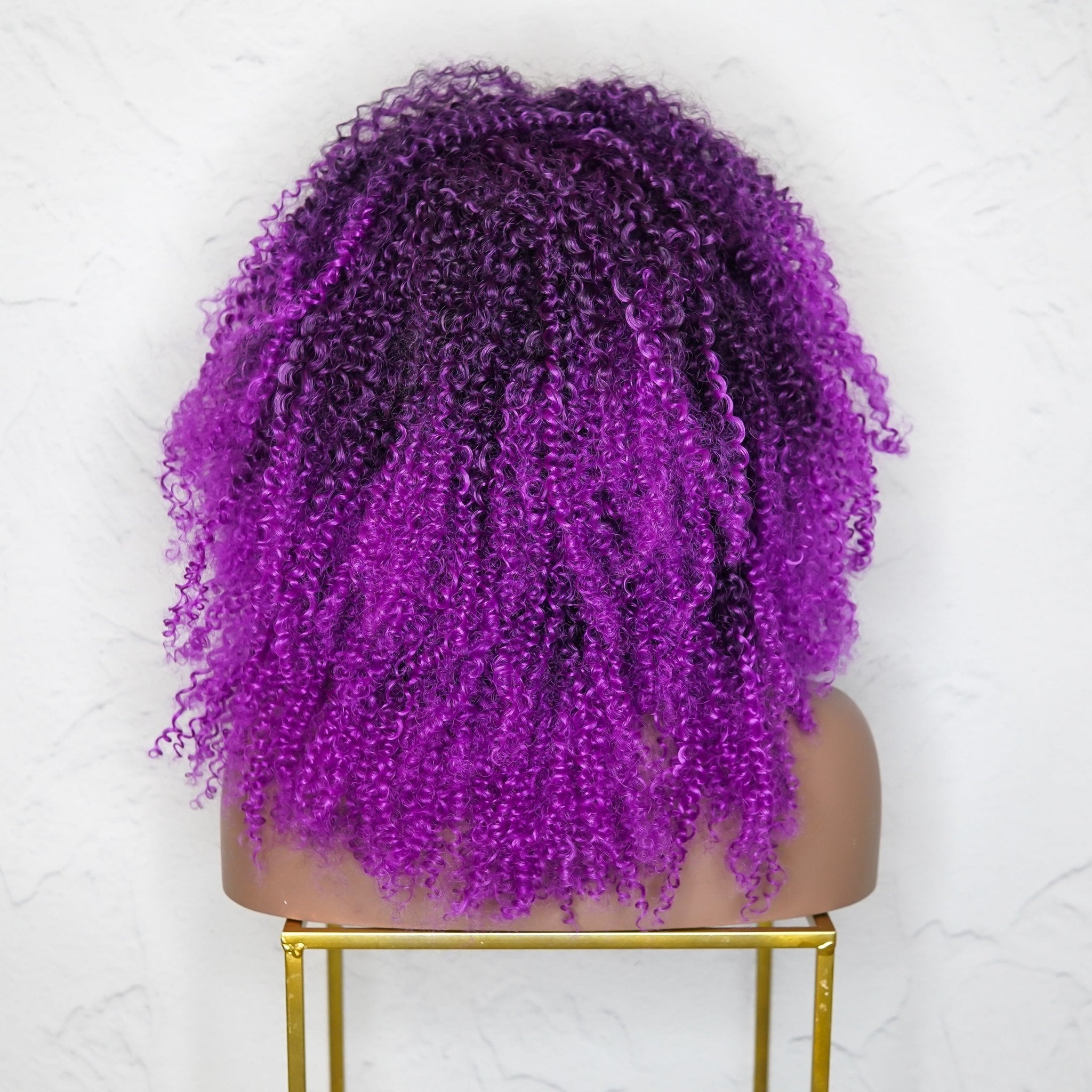 TYRA - Purple - Afro Curl Wig | Purple, 18 Inch, Fringe, Synthetic Hair | Milk &amp; Honey Wigs