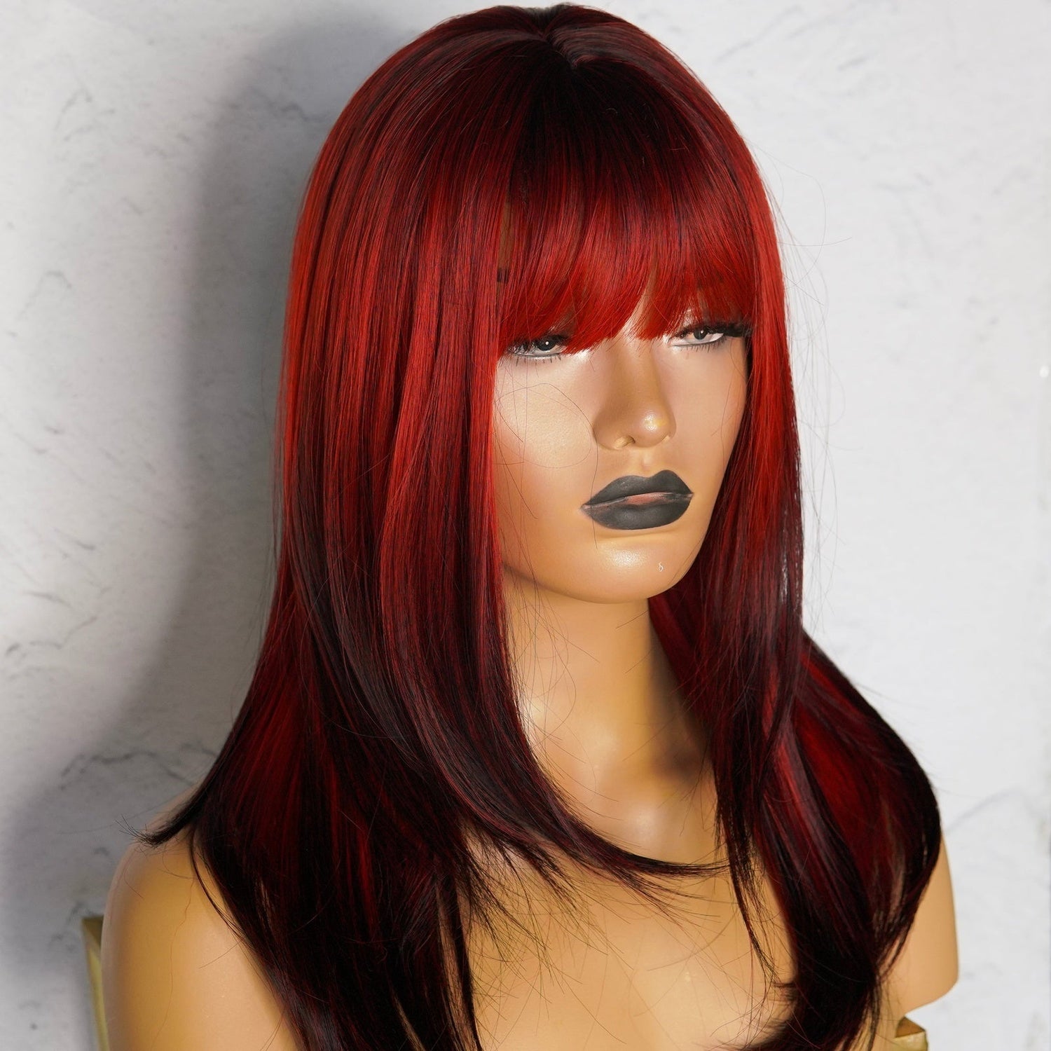 VALENTINA Ombre Red Fringe Wig - Milk &amp; Honey Wigs
