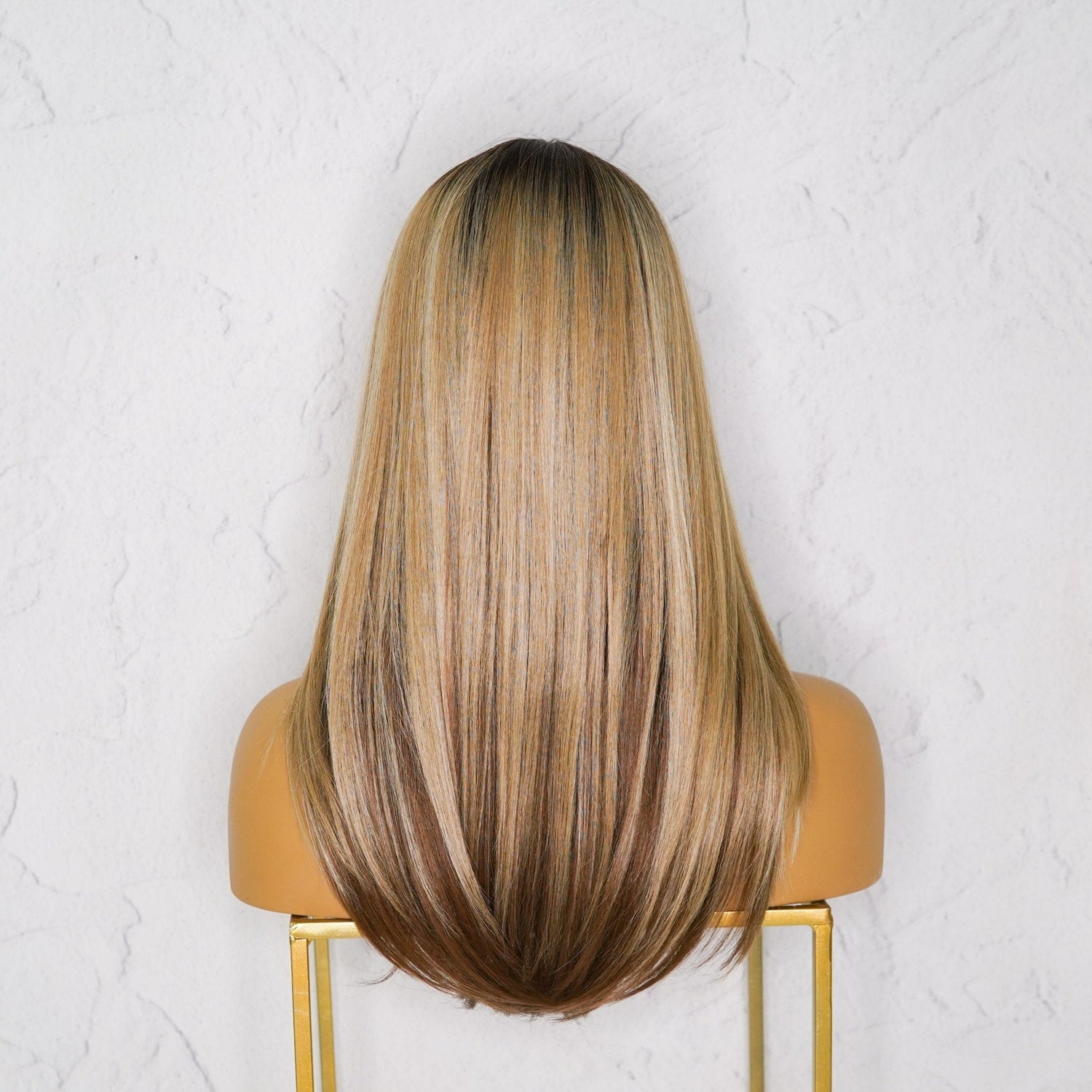 VALERIE - Ombre Caramel - Lace Front Wig | Blonde, 18 Inch, T-Part Lace Front, Synthetic Hair | Milk &amp; Honey Wigs