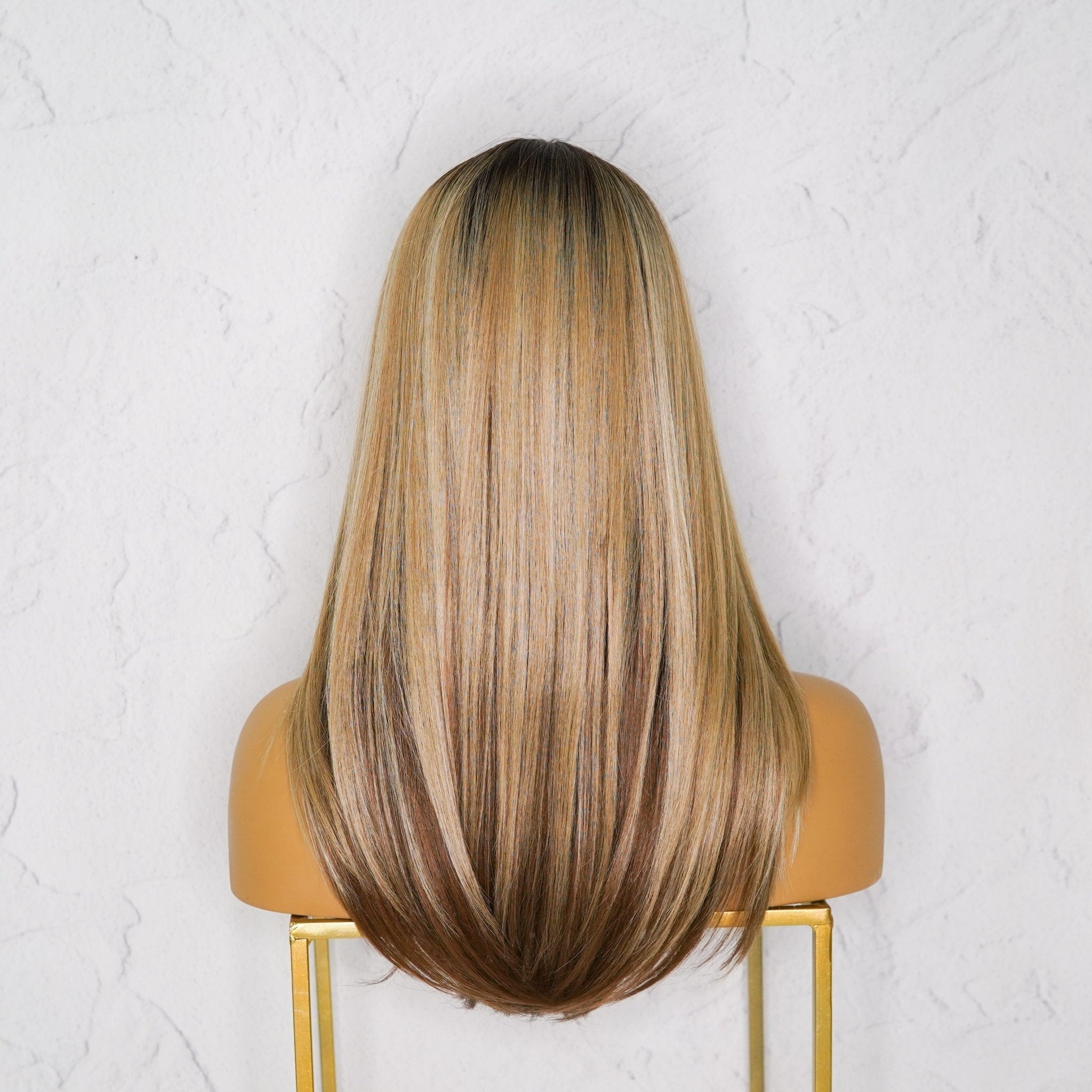 VALERIE - Ombre Caramel - Lace Front Wig | Blonde, 18 Inch, T-Part Lace Front, Synthetic Hair | Milk &amp; Honey Wigs