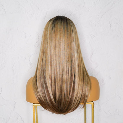VALERIE - Ombre Caramel - Lace Front Wig | Blonde, 18 Inch, T-Part Lace Front, Synthetic Hair | Milk &amp; Honey Wigs