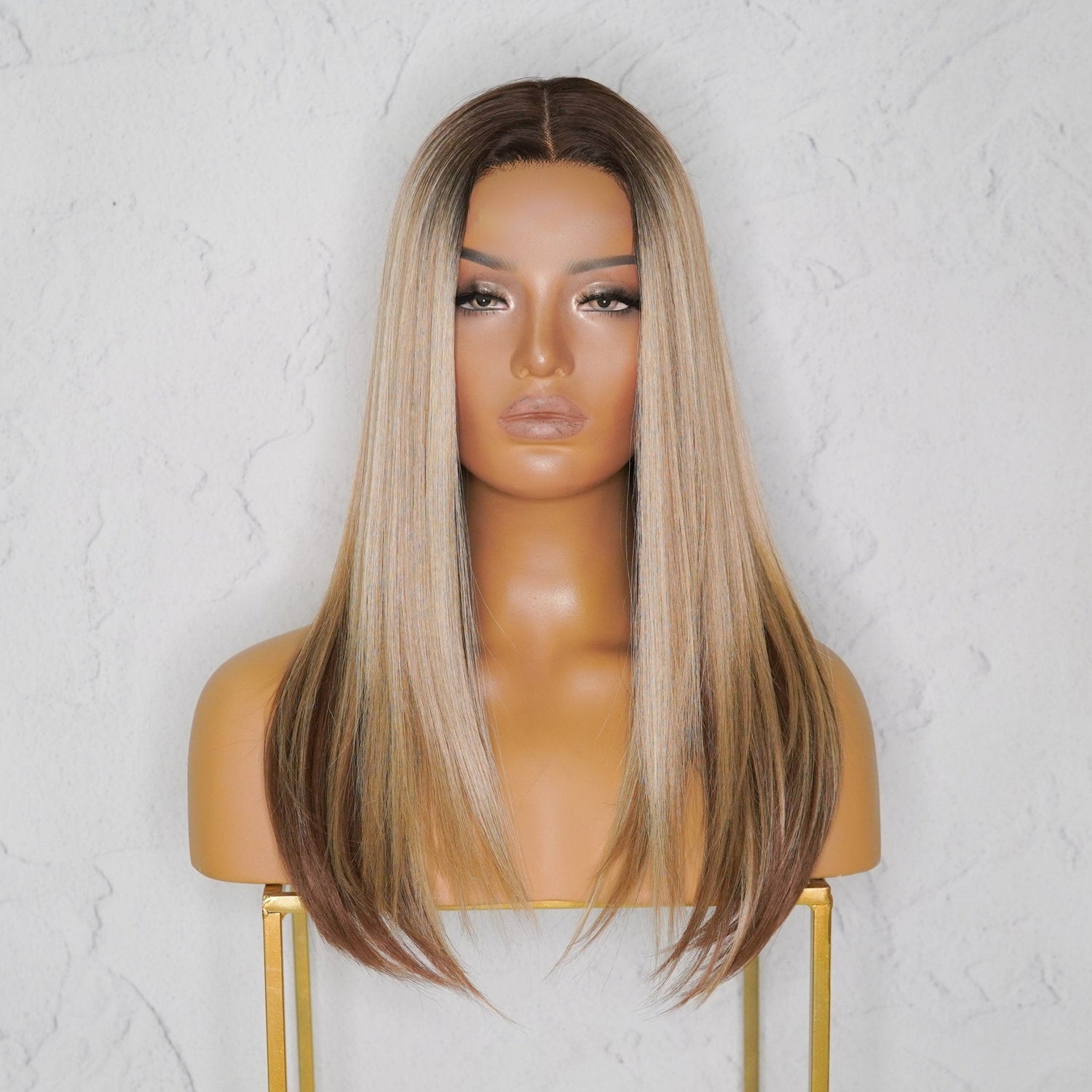 VALERIE - Ombre Caramel - Lace Front Wig | Blonde, 18 Inch, T-Part Lace Front, Synthetic Hair | Milk &amp; Honey Wigs