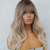 VIVIENE - Ombre Blonde - Fringe Wig | Blonde, 20 Inch, Fringe, Synthetic Hair | Milk & Honey Wigs
