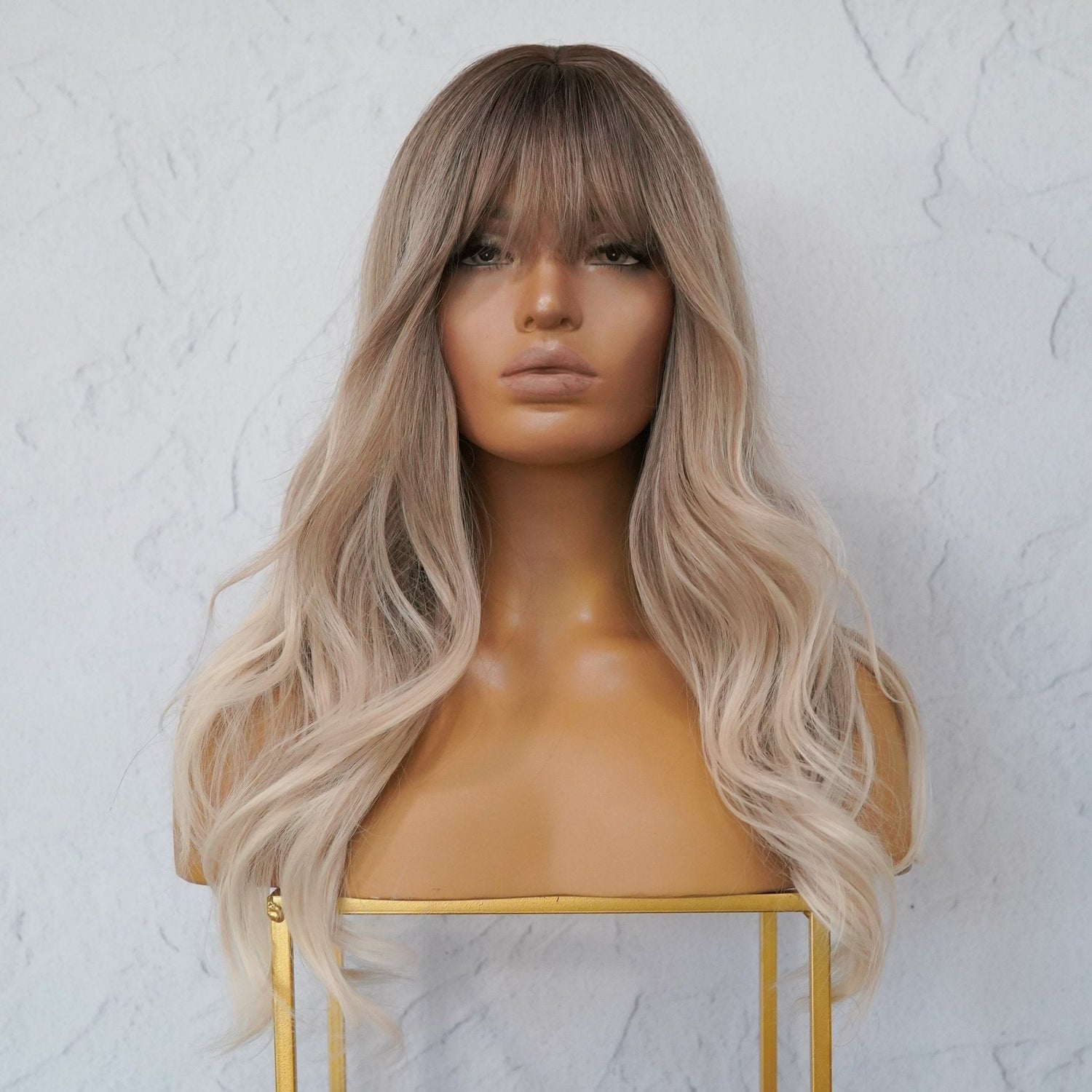 VIVIENE - Ombre Blonde - Fringe Wig | Blonde, 20 Inch, Fringe, Synthetic Hair | Milk &amp; Honey Wigs