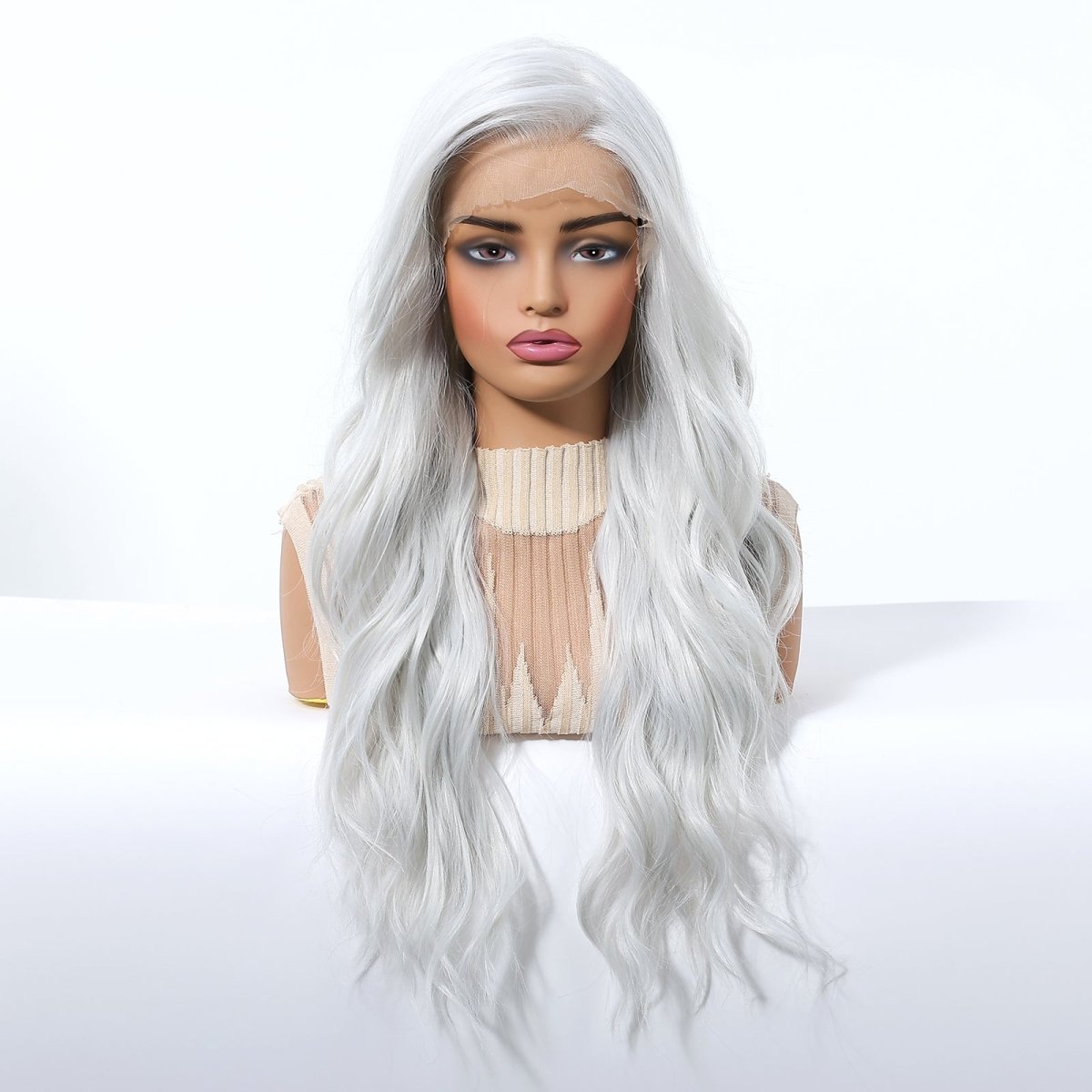 Wavy Long White Blonde 13x6 Lace Front Wig - MARKETPLACE | Blonde, 13x6 Lace Front, Synthetic Hair | Milk &amp; Honey Wigs
