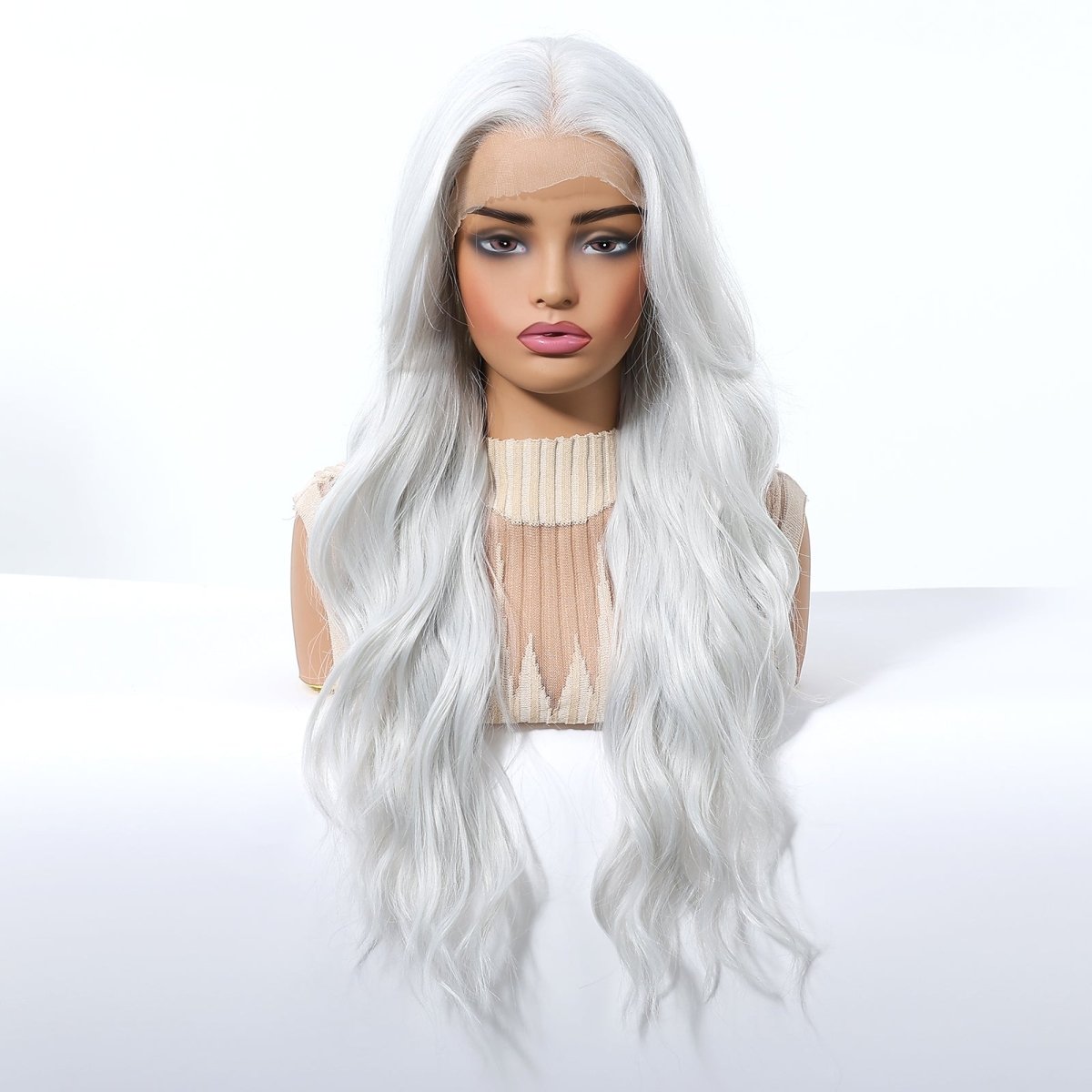 Wavy Long White Blonde 13x6 Lace Front Wig - MARKETPLACE | Blonde, 13x6 Lace Front, Synthetic Hair | Milk &amp; Honey Wigs