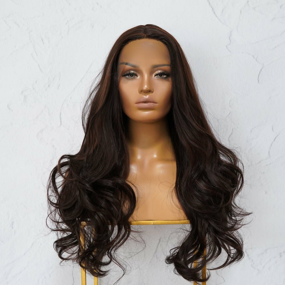 WHITNEY ombre brown synthetic wavy lace front wig | Milk &amp; Honey Wigs