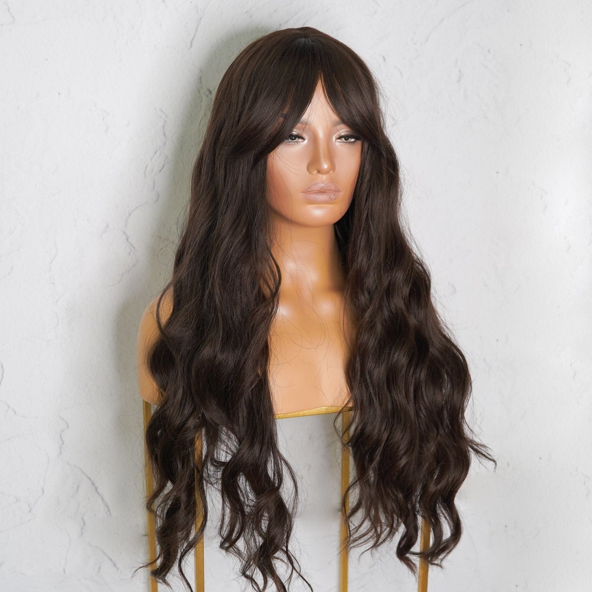 YASMIN - Dark Brown - Fringe Wig | Brown, 28 Inch+, Fringe, Synthetic Hair | Milk &amp; Honey Wigs