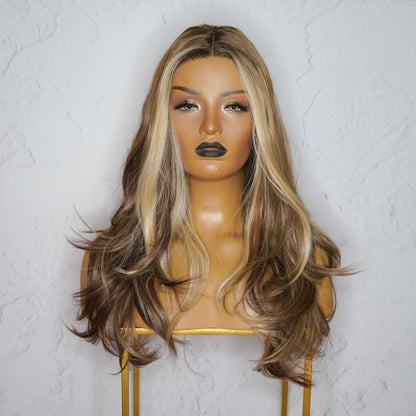 ZHRYEPA brunette ombre synthetic straight lace front wig | Milk &amp; Honey Wigs