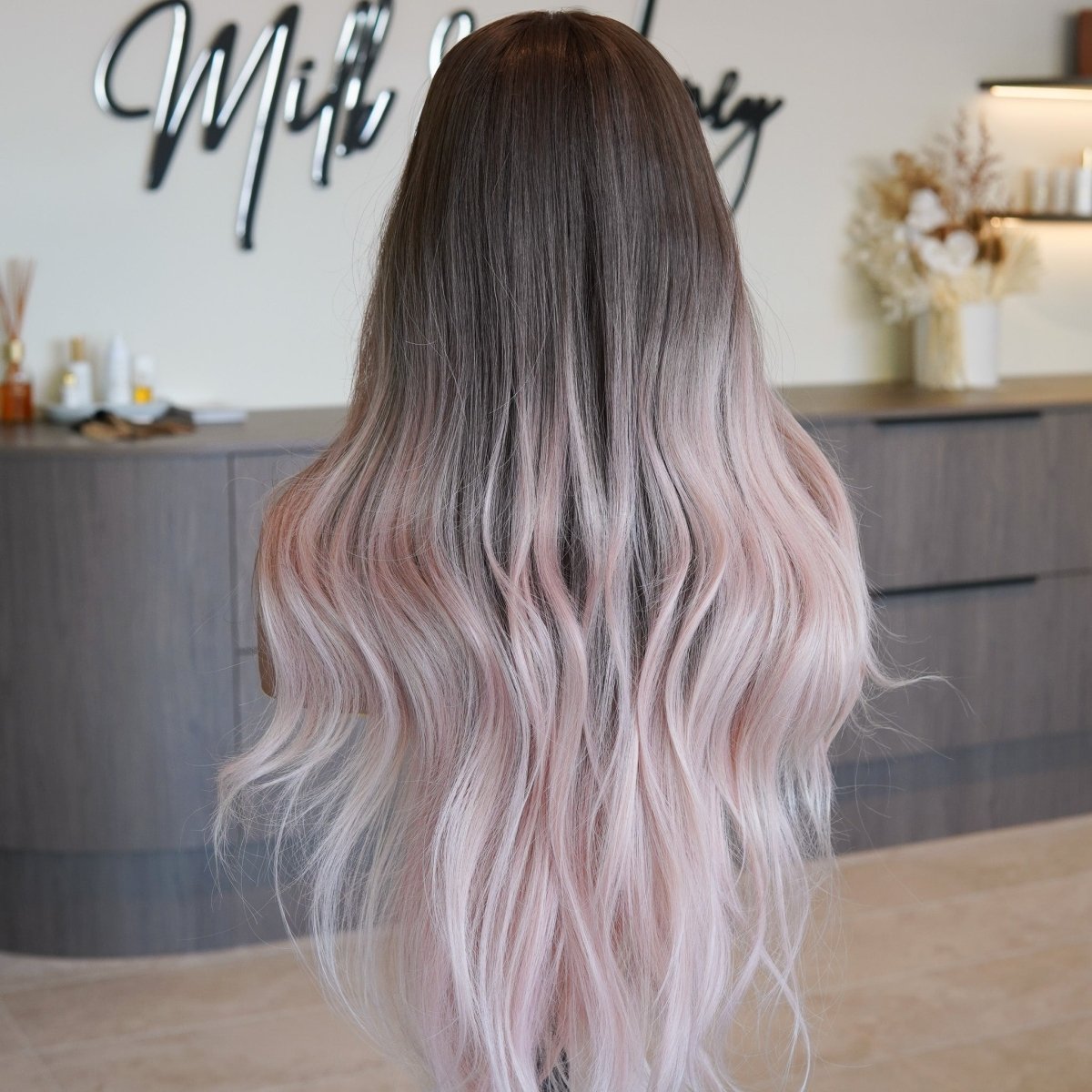 ZINA - Oyster Pink - Lace Front Wig | Pink, 26 Inch, 13x6 Lace Front, Synthetic Hair | Milk &amp; Honey Wigs