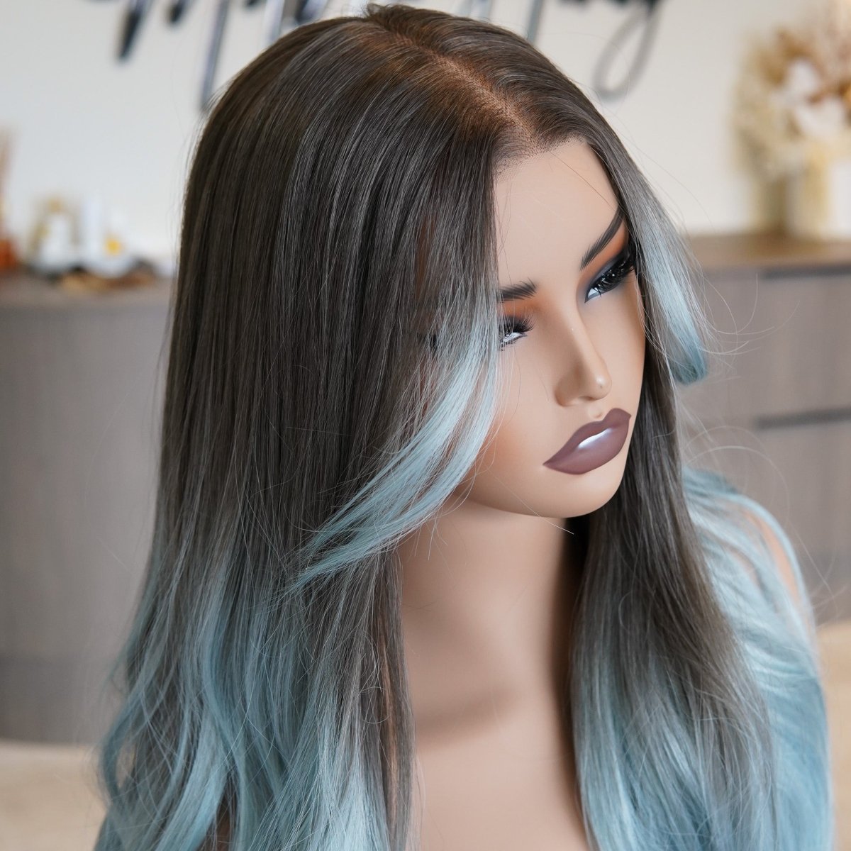 ZINA - Teal Blue - Lace Front Wig | Blue, 26 Inch, 13x6 Lace Front, Synthetic Hair | Milk &amp; Honey Wigs