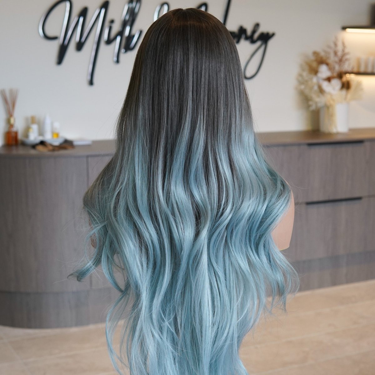 ZINA - Teal Blue - Lace Front Wig | Blue, 26 Inch, 13x6 Lace Front, Synthetic Hair | Milk &amp; Honey Wigs