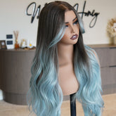 ZINA - Teal Blue - Lace Front Wig | Blue, 26 Inch, 13x6 Lace Front, Synthetic Hair | Milk & Honey Wigs