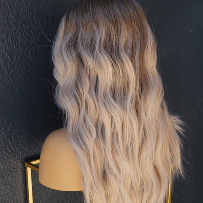 ZOEY ombre blonde synthetic loose curl lace front wig | Milk &amp; Honey Wigs