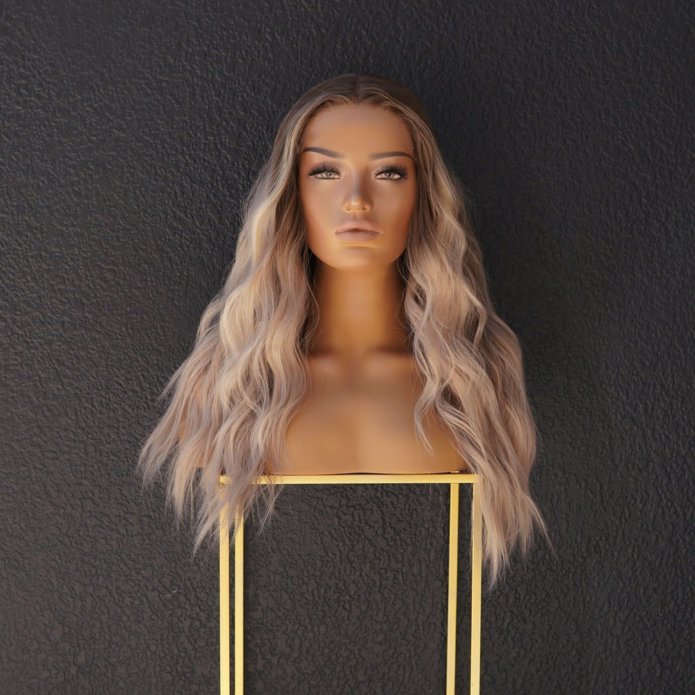 ZOEY ombre blonde synthetic loose curl lace front wig | Milk &amp; Honey Wigs