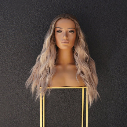 ZOEY ombre blonde synthetic loose curl lace front wig | Milk &amp; Honey Wigs